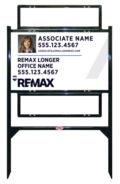 Angle Iron Frame and Associate Name w Photo Sign Unit w2 Rider Insert, 18h x 30w, Steel